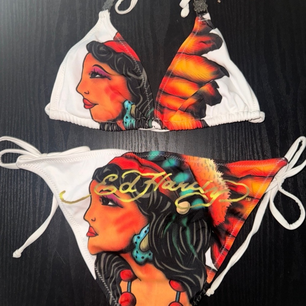 Ed Hardy Women's Swimwear - White, Orange, Black